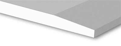 Witte gips plaat met een afgeschuinde langskant, zijn geschikt voor het maken van een plafond of afwerking van de schuine zolderkap. De afgeschuinde kanten worden strak afgewerkt met een pasta. Standaard is opgebouwd uit een gipskern die aan beide zijden en op de langskanten bekleed is met een sterk type papier.